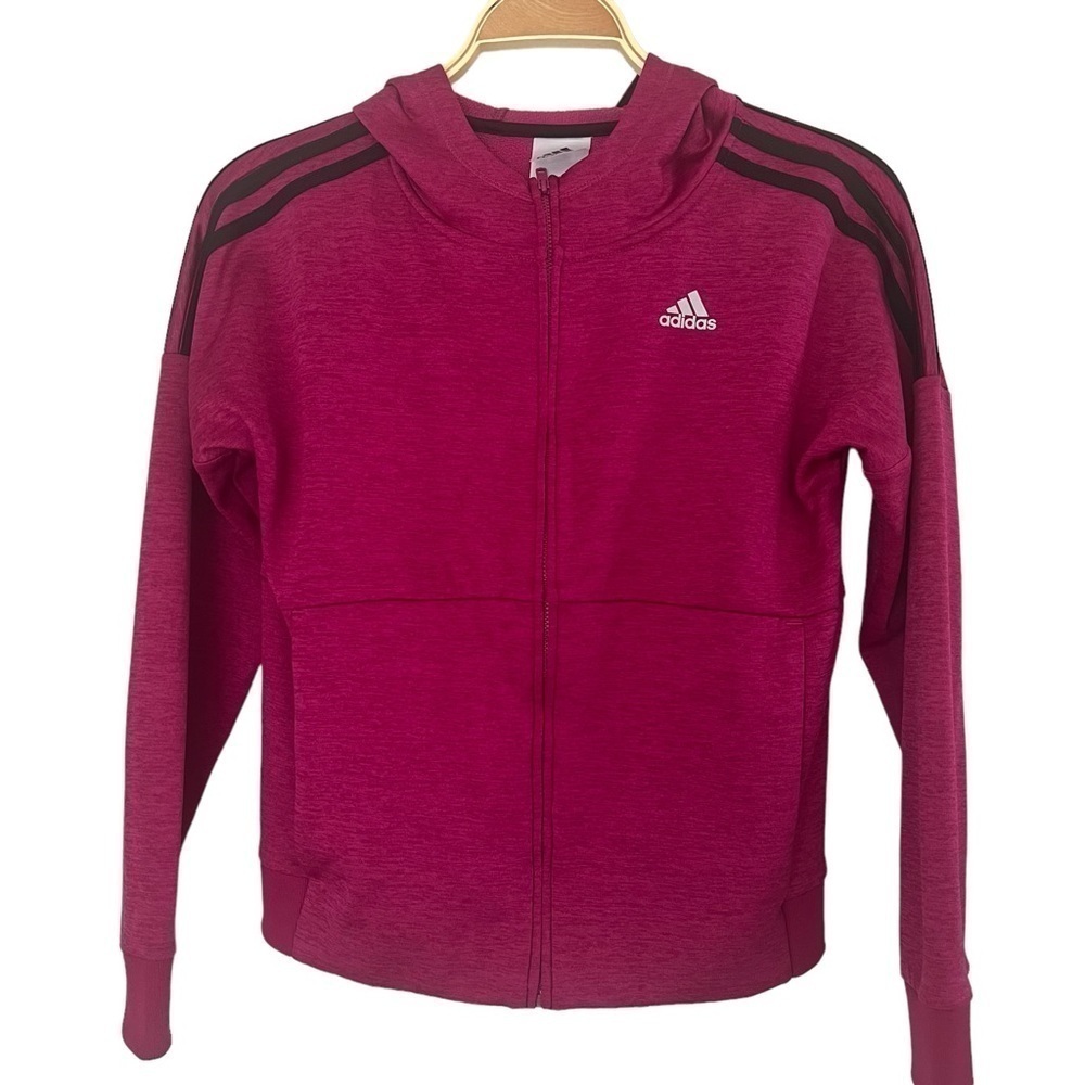 Adidas Youth Girl Sz XL Mauve Pink Plum Full Zip Athletic Hoodie Sweatshirt